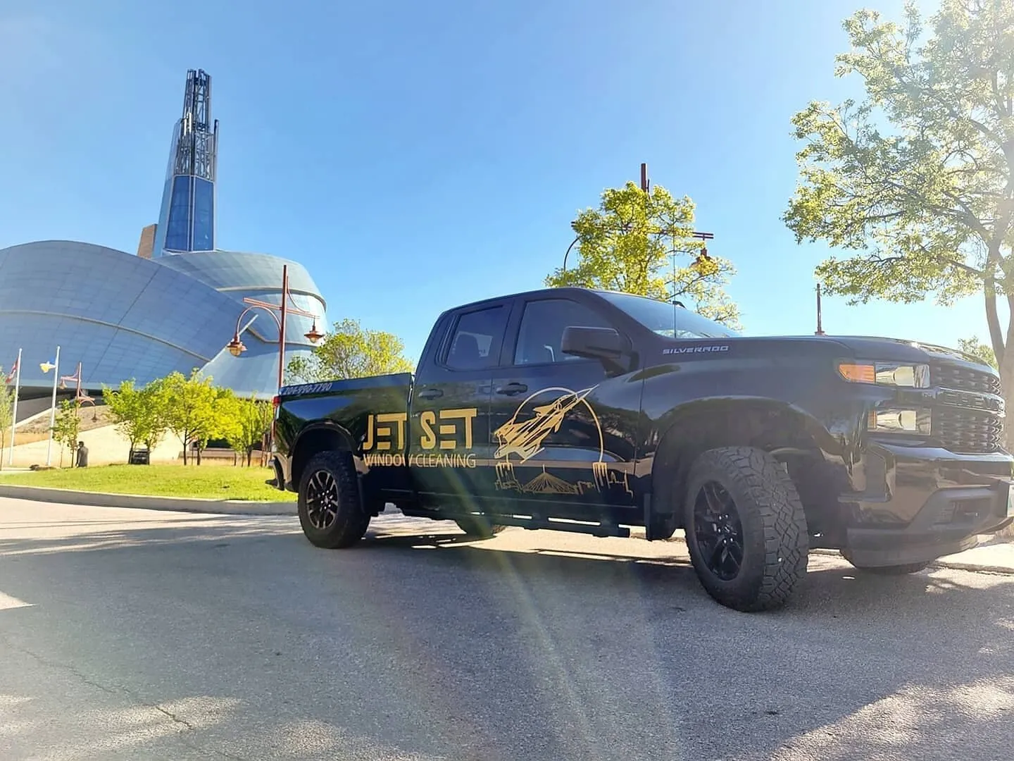 Jet Set Window Cleaning truck parked in Winnipeg
